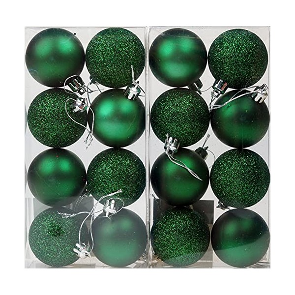 BWG Set Of 16 Emerald Green Christmas Tree Baubles Decorations