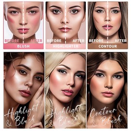 3 Pcs Cream Contour Stick With Highlighter & Makeup Brush: Long-Lasting, Waterproof, And Smooth Bronzing Contour Sticks, And Shimmery Pearl Highlighter And Blush Sticks For Both Cheeks And Lips.