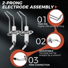 MOOTVGOO 2 Pack 62-24164-01 Furnace Burner Ignitors Repalcement, Flame Sensor Ignitors with 232258 2-Prong Electrode Assembly and 31.5" High-Temperature Cable Wire Compatible with Rheem Furnace