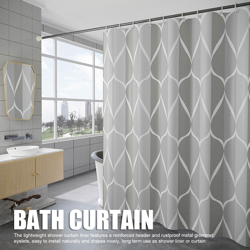 Waterproof Fabric Shower Curtain Liner Rust Resistant Grommets Machine Washable