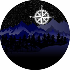 Tire Cover Central Night Compass Moon Spare Tire Wheel Cover for RV Camper and All Other Spare tire Size (See Drop Down menu)