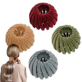 Bird Nest Hair Clip,4X Birds Nest Hair Claw Clamps | Retractable Bun Maker, Stylish Anti-Slip Ponytail Holders For Women Girls