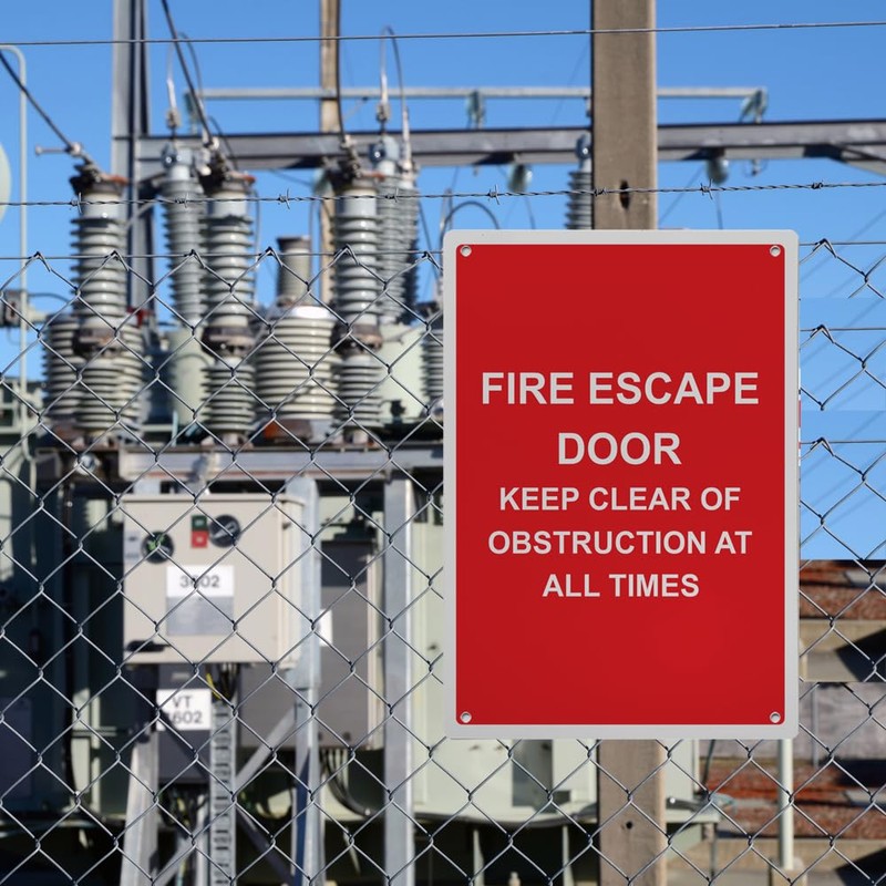 Fire Escape Door Keep Clear Of Obstruction Sign, 8.5 x