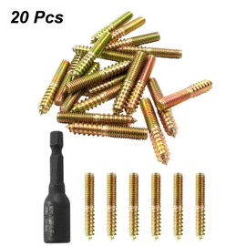 Hitefu 20PCS Hanger Bolts, M8 Double Ended Screws 2"(50mm) Length, M8 Dowel Screw for Wood Furniture, with (M8x1.25mm) Hanger Bolt Driver