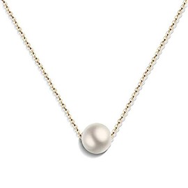 Stainless Steel Chain Faux Pearl Classical Simple Collar Necklace for Women, Metal, Cubic Zirconia