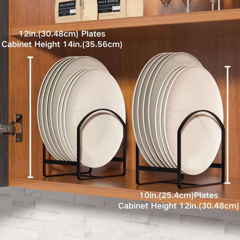 LINFIDITE 2 Pack Kitchen Plate Holder Organizer for Cabinet Space