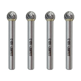 SD-3 Tungsten Carbide Burr Rotary File, Double Cut Ball Burs, 4pcs
