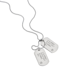 COOLSTEELANDBEYOND Satin Two-Pieces Mens Military Army Dog Tag Pendant Necklace with 28 inches Ball Chain(CA)