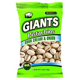 GIANTS Sour Cream and Onion Pistachios - 4.5 oz. Bags (8 Bags per Case)
