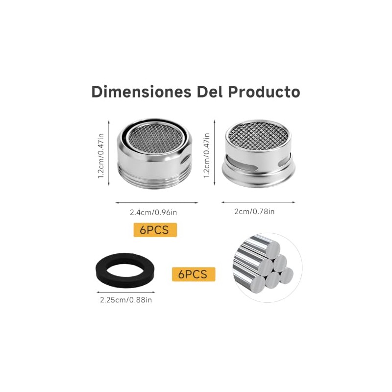 Faucet Water Aerator 6 Piezas Aireador Grifo Lavabo | 6
