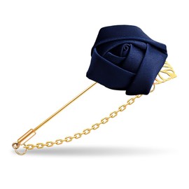Handmade Flower Brooch with Gold Leaf Brooch Floral Lapel Pin for Men Suits Elegant Rose Flower Brooch Pin for Groom Groomsman Wedding Brooch Chain