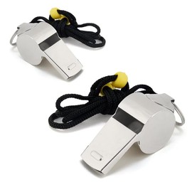 2PCS Fischietto in Acciaio Inossidabile, con Cordino in Nylon, Fischietto Arbitro, Fischietto Emergenza