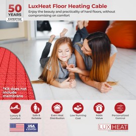 LuxHeat 20sqft Floor Heating Cable Kit - 120v In Floor Heating System for Tile, Vinyl, Laminate - Easy to Install Heated Flooring System Includes Electric Heated Cable, Alarm & Flooring Sensor