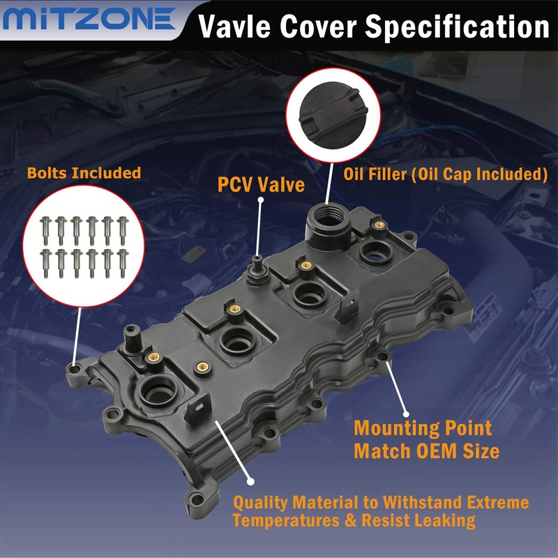 MITZONE Engine Valve Cover Compatible with 2007-2013 Nissan Altima Sentra