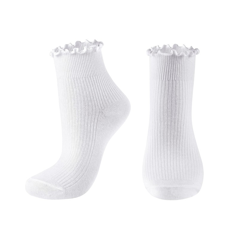 UTTPLL Ruffle Crew Socks Women Turn-Cuff Athletic Aesthetic Lettuce Socks