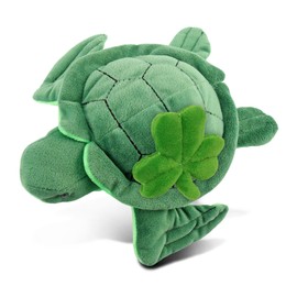 DolliBu Green Sea Turtle Stuffed Animal with Green Plush Shamrock - Cute Green Shamrock Plush St Patricks Day Stuffed Animal Sea Turtle, Good Luck St Patricks Day Toys for Kids, Baby - 6 Inches