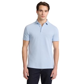 EXPRESS Men’s Pima Cotton Pique Polo – Short Sleeve Classic Fit, Soft Breathable – Light Blue