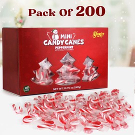 Christmas Mini Candy Canes Classic Red & White Peppermint Flavor for Holiday Family Indulgement - Small Candy Canes Individually Wrapped for Kids & Adults, Great Candy Cane Gift Set (200 Count)