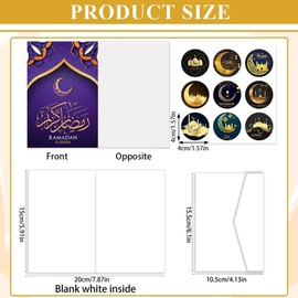 12pcs Ramadan Cards, Eid al-Fitr cards, Eid Mubarak Cards With Envelopes With Sealing Stickers, Eid Gifts Card Holder, Muslim Islamic Eid Gifts (Ramadan-Invitation)