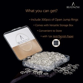 BEADNOVA 7mm Open Jump Rings for Jewelry Making Silver Jewelry Jump Rings for Keychains and Earrings (300Pcs)