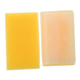 IWOWHERO Newborn Sensory Toys Baby Bath Sponge and Brush Set Gentle Soft Bristles for Hair Care