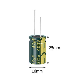 PENGLIN 10pcs Electrolytic Capacitors Aluminum Electrolytic Capacitors 400V 47UF 105℃ 16x25mm High Frequency Low Resistance Long Life (400V 47μF)