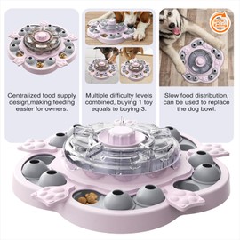 KADTC Dog Puzzle Toys Rotate N' Eat Slow Puzzles Feeder Puppy Enrichment Toy Food Dispenser Interactive Brain Mental Stimulation Games Keep Busy Intermediate Level 3 in 1 for Small/Medium/Large Dogs R