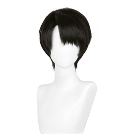 TTYAO REII Levi Ackerman Wig Black Brown Short Bob Wig Men Anime Costume Wigs Synthetic Hair Wig with Bangs for Role Play