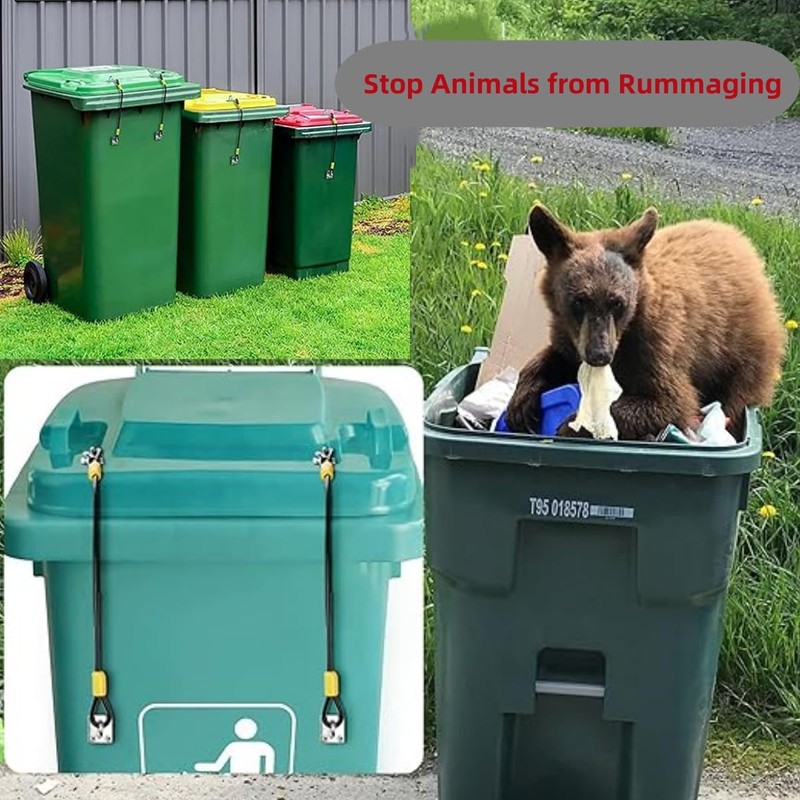 2PCS Bin Lid Locks, Metal Bin Lid Locks for Animals