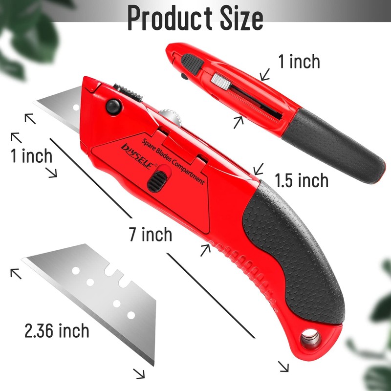 DIYSELF Knife Box Cutter Retractable, Heavy Duty Razor Knife with