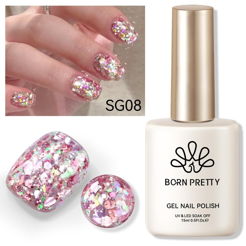 Born Pretty Glitter Gel Nail Polish with Sequins, Long Lasting