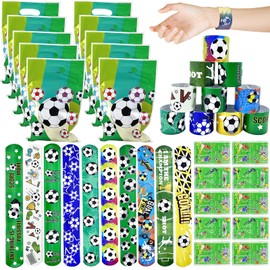 TECHEEL Football Children's Birthday Decoration, 10 x Bracelet Football + 10 x Football Theme Gift Bags + 10 x Pinball Game Football, Football Party Bag Boys for Birthday Party Football Theme Party