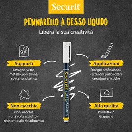 Securit Liquid Chalk Markers Colours - Pack of 4 Colours (Blue, Red, Green & White) | Liquid Chalk Pens, Chalk Board Pens