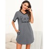 Litherday Nightdress Women's Short Sleepwear Cotton Loungewear Cat Night Dress