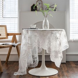 Wisafory Vintage Embroidered Lace Tablecloth Floral Pattern Lace Tablecloth Table Decoration Embroidered Lace Tablecloth for Wedding Vintage Home Decor Party Boho Wedding Table Decor Pink 130 x 130 cm