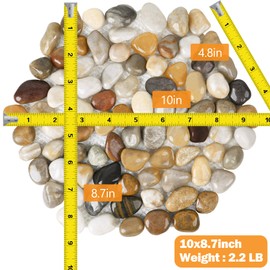 River Rock Stepping Stones Outdoor for Garden Walkway, 10 inch 5 Pcs Hexagon Shape Paver Step Stones Polished Pebble River Stone Mat for Yard Lawn Patio Pathway Walk Way - Multi-Color