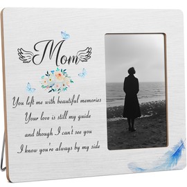 HODODAN Mom Memorial Gifts for Loss of Mother, Remembrance Sympathy Gift Wooden Picture Frames, 4x6 inch Photo