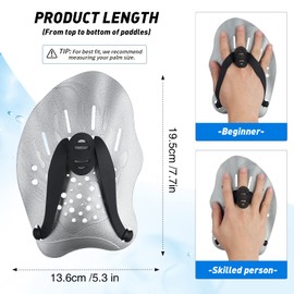 Swim Paddles Hand, Swim Paddles for Lap Swimming - Swim Hand Paddles with Adjustable Straps, Swimming Equipment for Women Men Children (1 Pair)