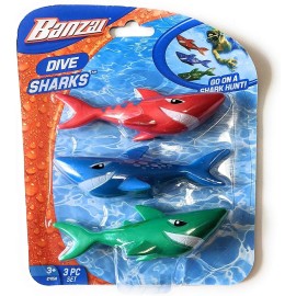 Banzai 3 pc Dive Sharks Pool Toys