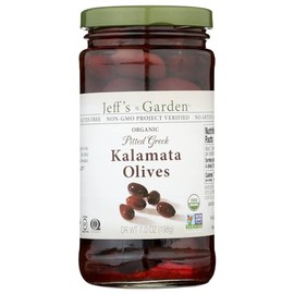 Jeffs Garden Natural Pitted Kalamata Olives, USDA Organic, Vegan, Gluten Free, Non GMO, No Artificial Flavors, 7 Ounce (Pack of 6)