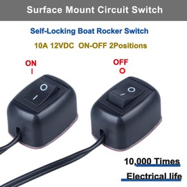 DMWD Paste Type Switch ON/Off Inline Rocker Toggle Switch 250V 12VDC SPST Surface Mount Switch with 11.81" Wire Cable for Car Boat Household Appliances