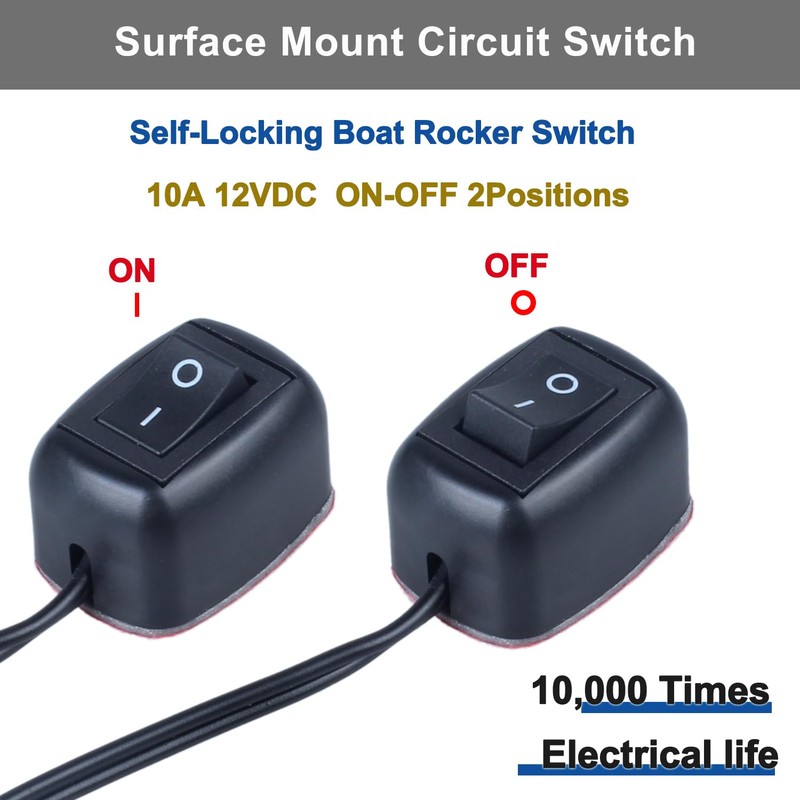 DMWD Paste Type Switch ON/Off Inline Rocker Toggle Switch 250V