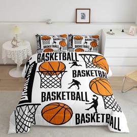 Feelyou Basketball Comforter Set Kids Basketball Lover Bedding Set White Comforter for Women Men Room Decor Lightweight Sport Quilt Set with 1 Pillow Case