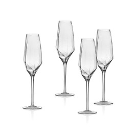 Godinger Champagne Flutes Beverage Glass Cup, Isla - 14 oz, Set of 4
