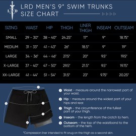 LRD Men's Swim Trunks with Compression Liner 9 Inch Inseam Quick Dry Board Short, Sailfish / Blue, Large