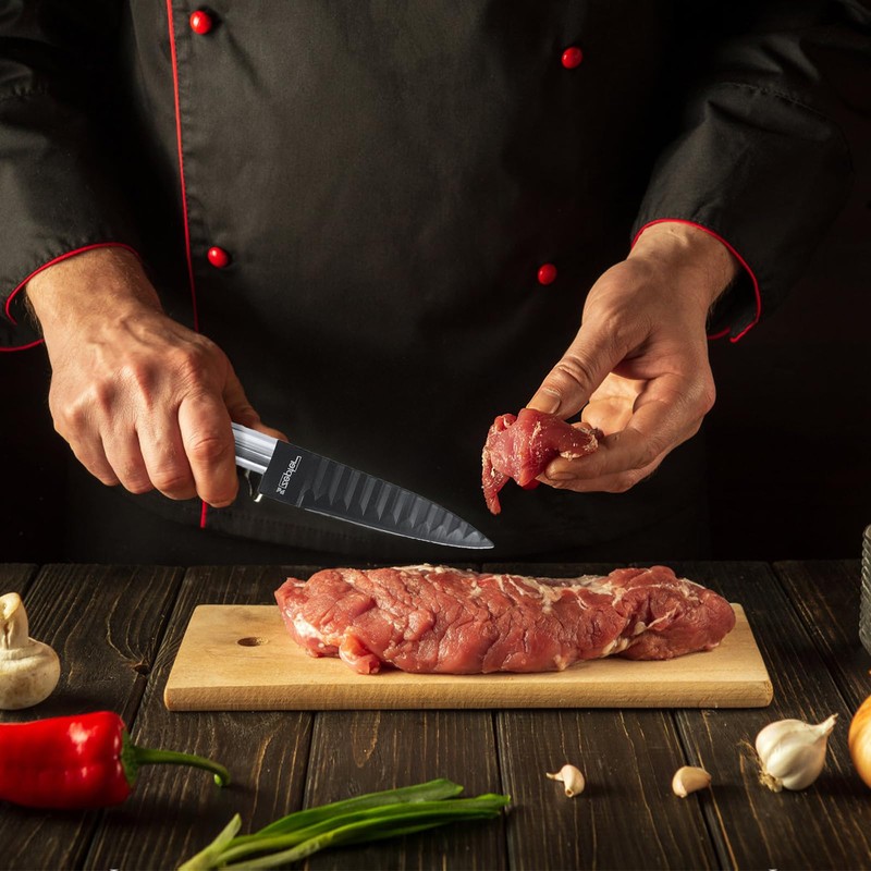 6pcs Stainless Steel Kitchen Knife Set, Nonstick Ceramic Coating Wave