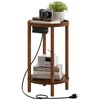 HOOBRO Small Round Side Table with Charging Station, 2-Tier Round