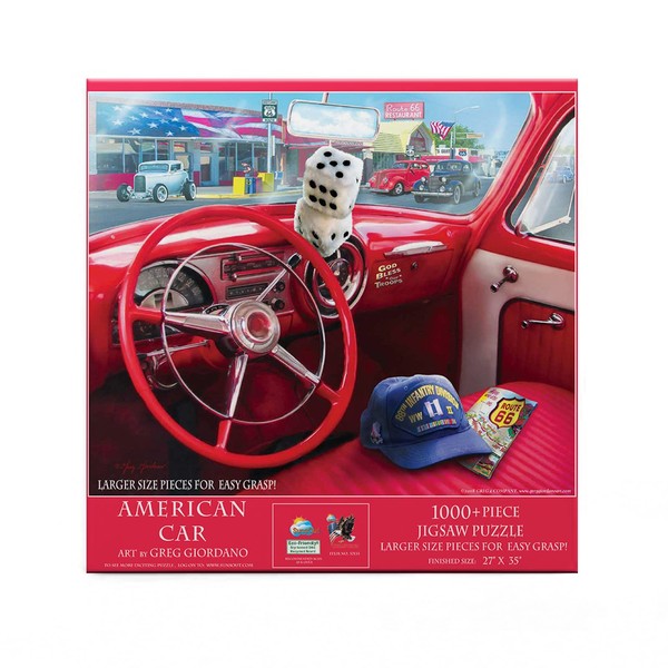 SUNSOUT INC - American Car - 1000 pc Large Pieces Jigsaw Puzzle by Artist: Giordano Studios - Finished Size 27" x 35" - MPN# 37133
