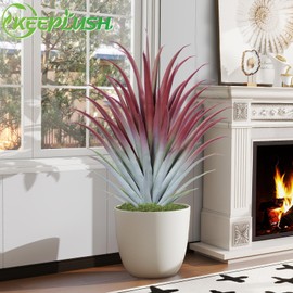 Keeplush Red Artificial Aloe Vera Plant - Artificial Agave Plants 26" Tall - Large Faux Floor Plant Outside - Fake Tree Perfect for Door Step Home Patio Indoor Outdoor Decor (2 Pack)