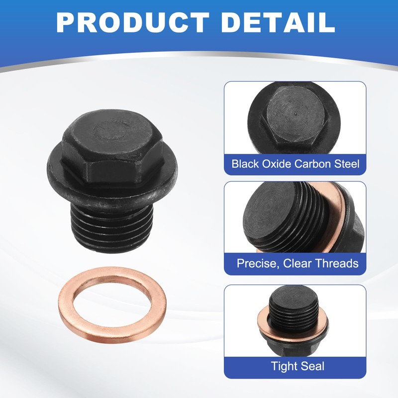 PATIKIL M12 x 1.5mm Metric Thread Pipe Plug Fitting, Hex